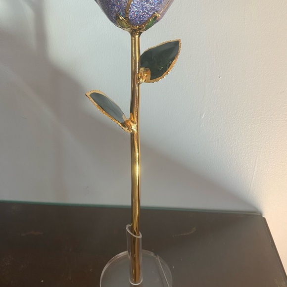 Steven Singer Purple 24kt Gold Dipped Rose Glitter Flower Display - Picture 3 of 3